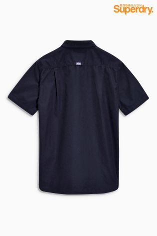 Navy Superdry Short Sleeve Oxford Shirt